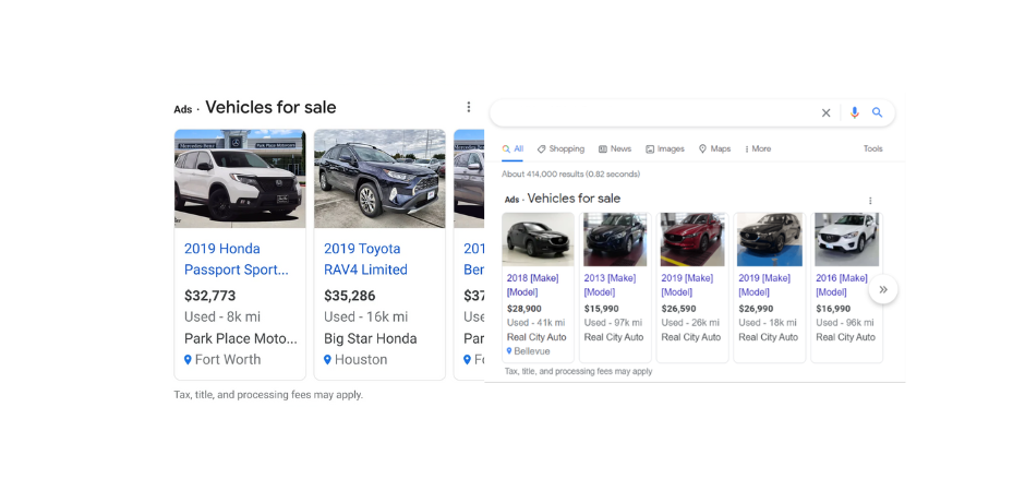 vehicle ads google